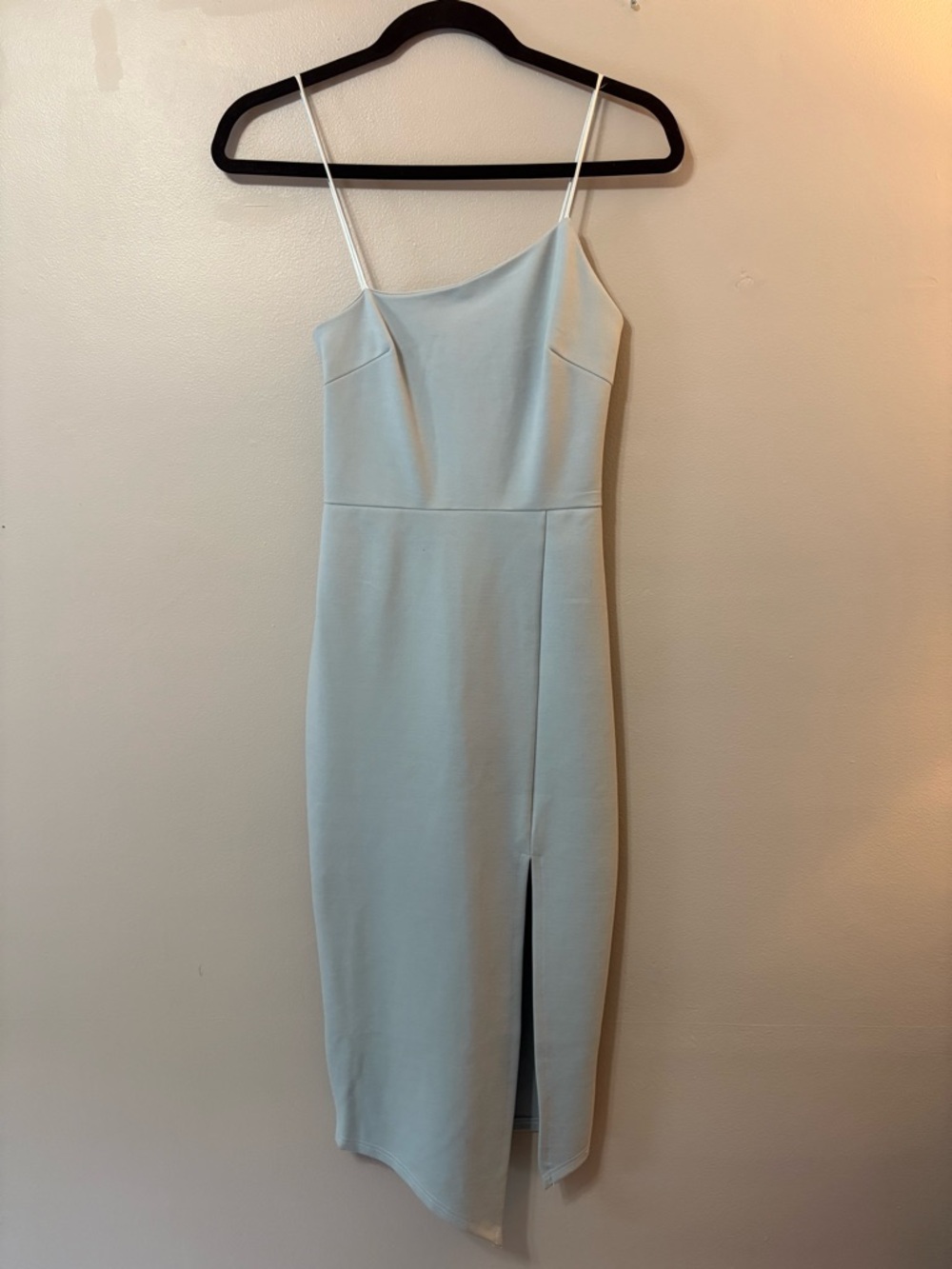 Beginning Boutique Pale Blue Midi Slip Dress with Front Slit